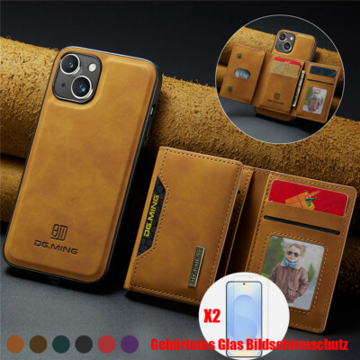 Hülle für iPhone 17 16 15 14 13 12 Pro Max Handy Tasche Leder Wallet Schutz Case