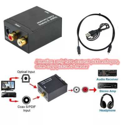 Optical Coaxial Toslink Digital to Analog Audio Converter Adapter   L/R 3.5mm #W