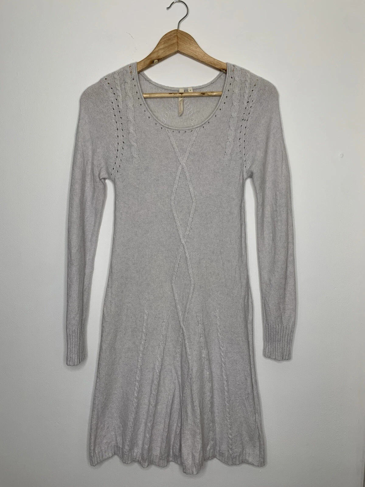 OFF WHITE Abito midi maglia grigio chiaro bianco sporco donna roba bianca taglia 8 small