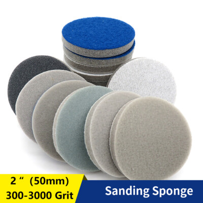 2 Inch（50mm）Hook & Loop Sponge Sandpaper Wet and Dry Sanding Discs 300-3000 Grit