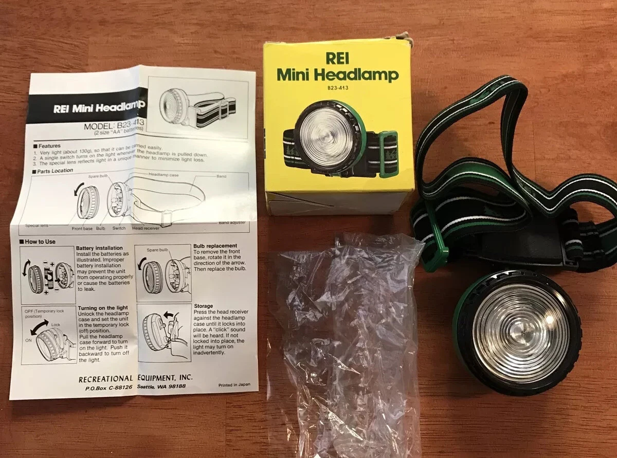 Vintage Rei Mini Headlamp B23 412 Adjust Hiking Lamp PARTS ONLY Repair Restore