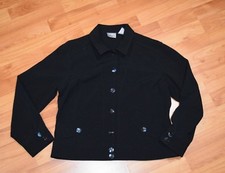 CHICO'S Women's Sz 1 M, 8 Black Seven-Button BLAZER Waist JACKET