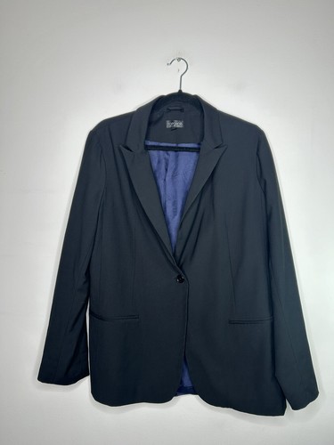 Topshop Button Down Solid Black Casual Office Long Blazer Size 10