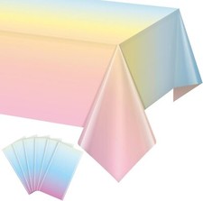 6 Pack Pastel Rainbow Plastic Tablecloth Party Decorations, 6 Pack,