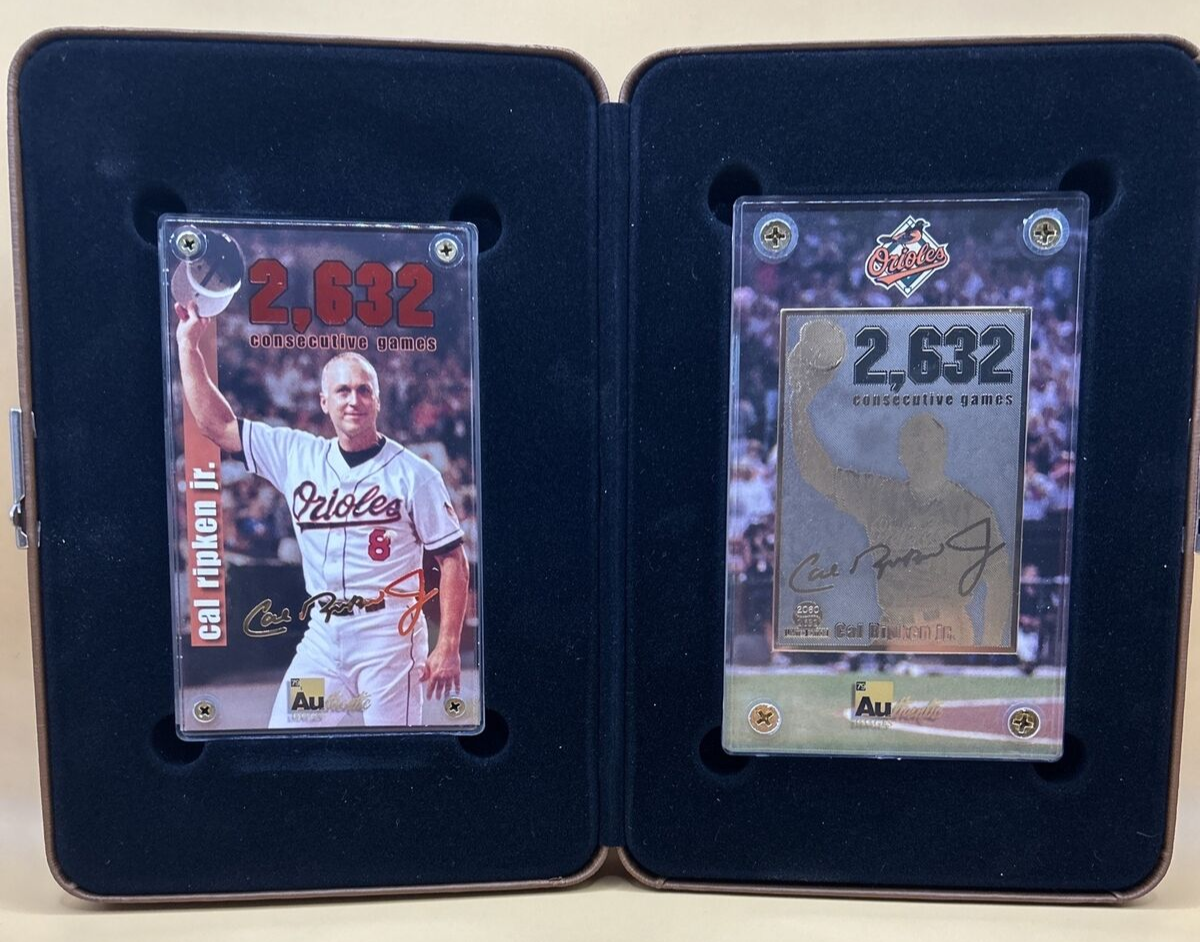 (2) CAL RIPKEN JR 24K GOLD 2632 CARDS - LIMITED EDITION AUTHENTIC IMAGES -  CASE