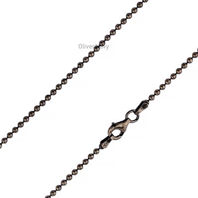 925 Sterling Silber 2 mm Kugel Perle oxidiert Kette Halskette Karabinerverschluss