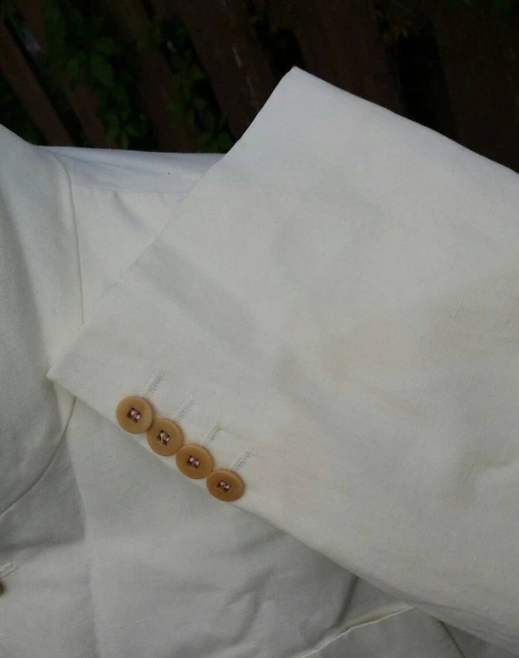 NUEVO CON ETIQUETAS 42L Mondo di Marco LINO RAYÓN Blanco Sin Cuello Nehru Sport Blazer Chaqueta Foto 3 de 4