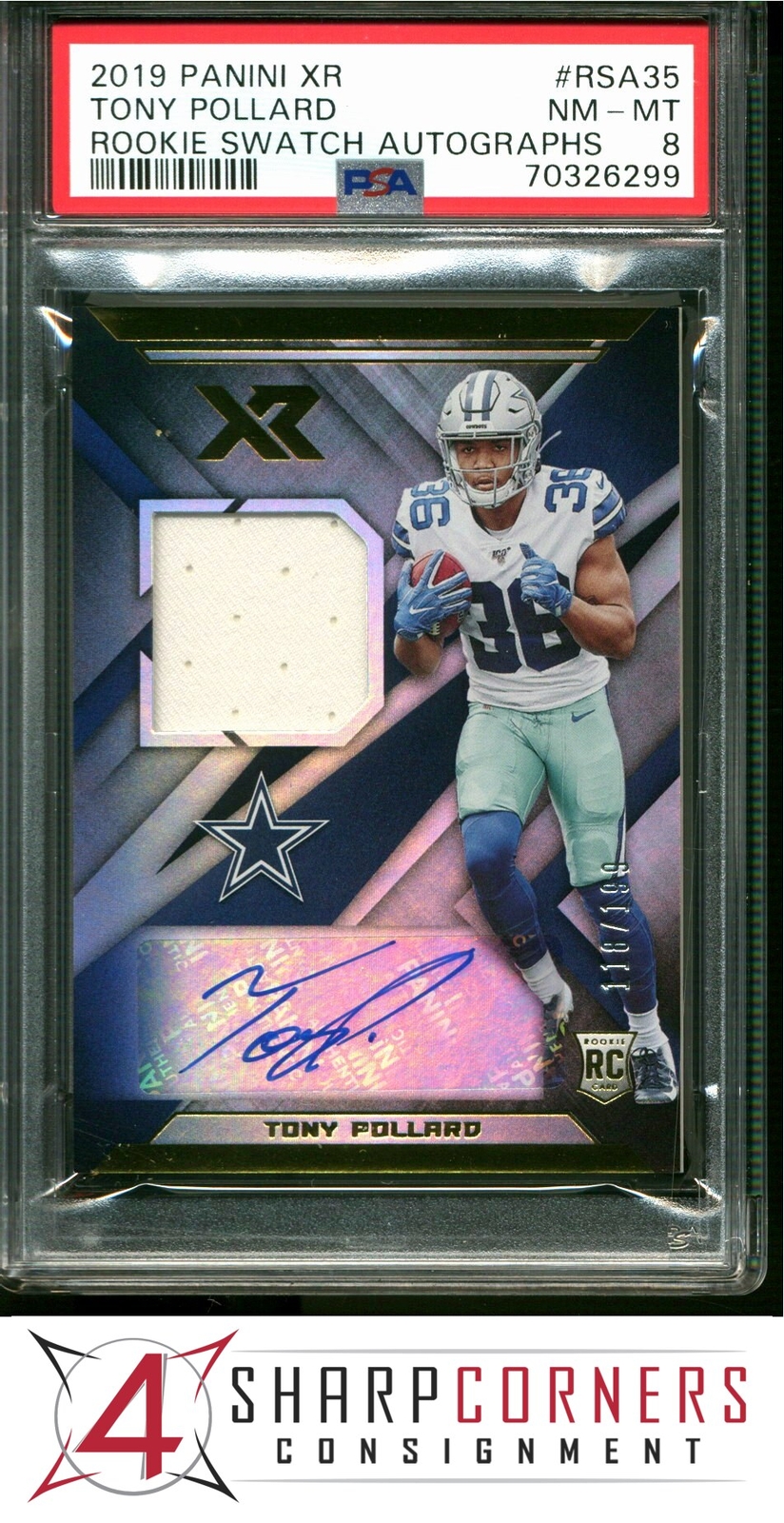 Tony Pollard Panini XR Rookie Swatch Autographs #RSA35 Base