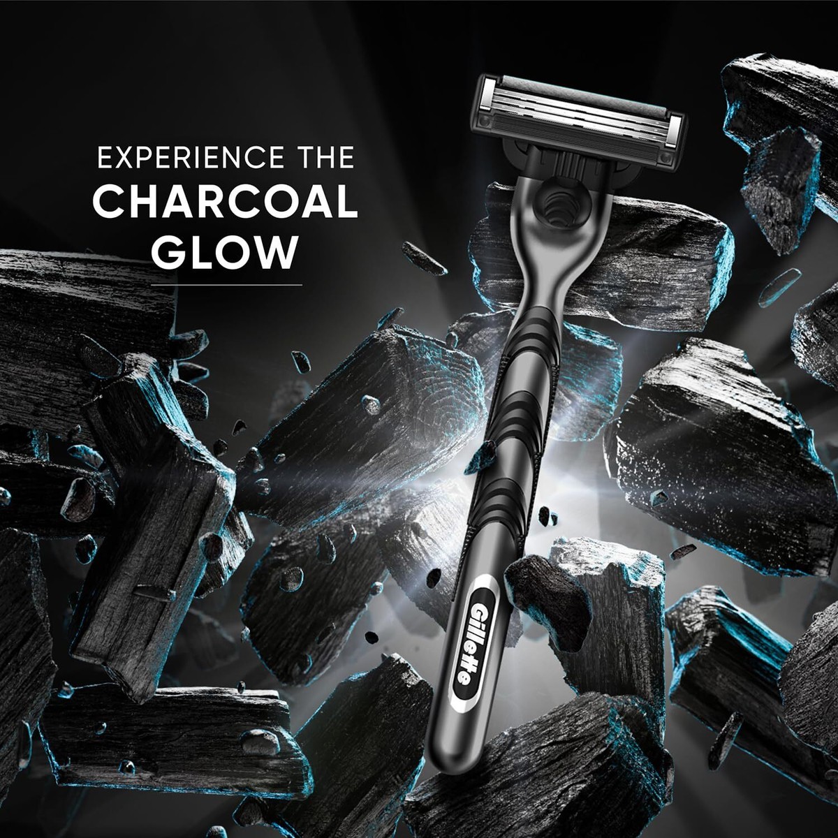 Gillette Mach3 Charcoal Razor for Men with New Enhanced Lubrastrip