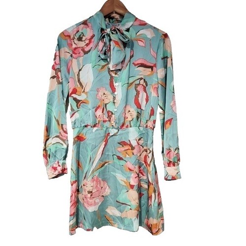 Zara Blue Ruffle Ribbed Long Sleeve Dress Women's Size Small New | eBay
