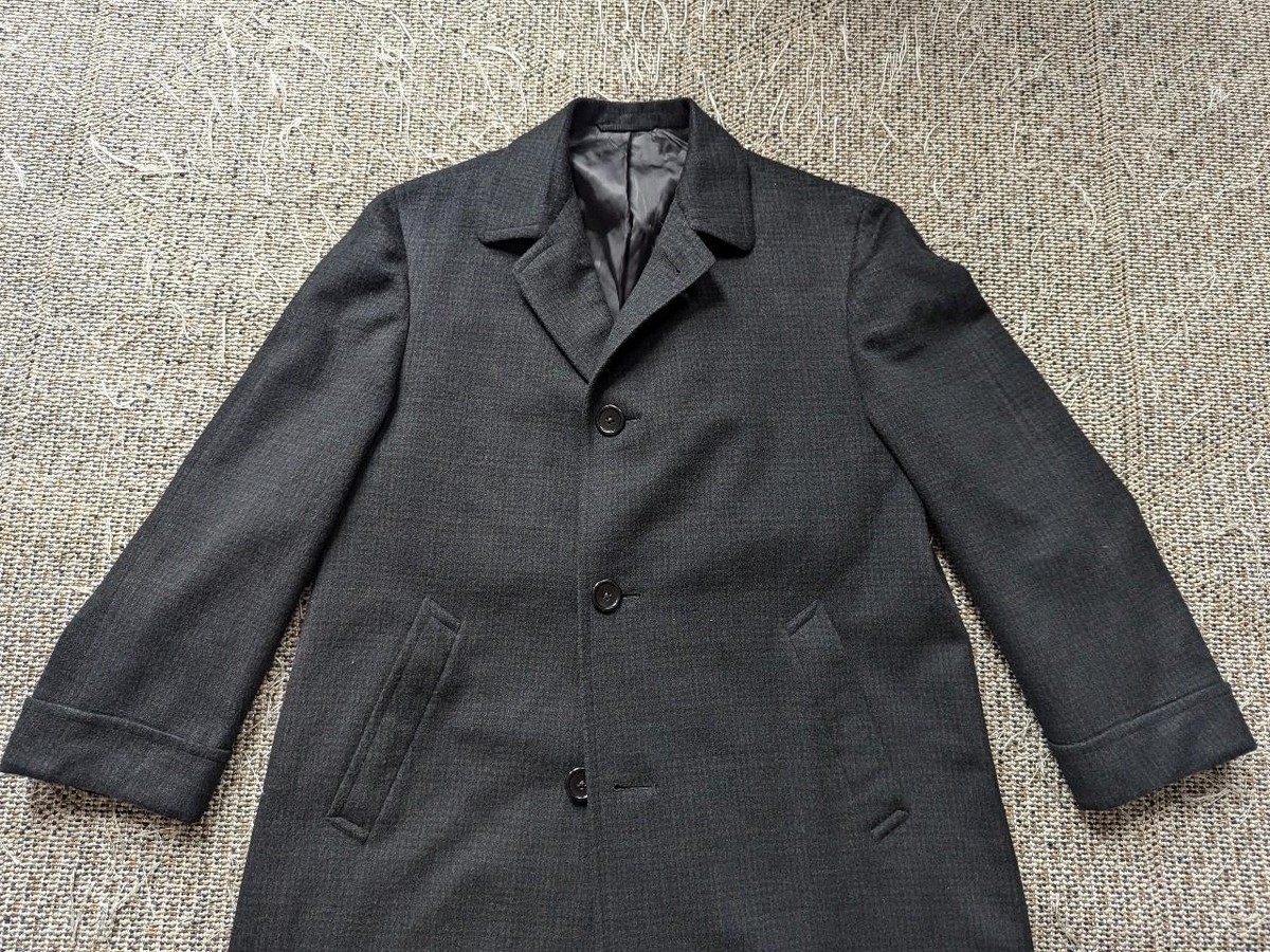 【AAKE】(WOOL 50) MOHAIR PINTUCK LONG COAT vintage 1950s union made USA wool overcoat 38 matted mohair