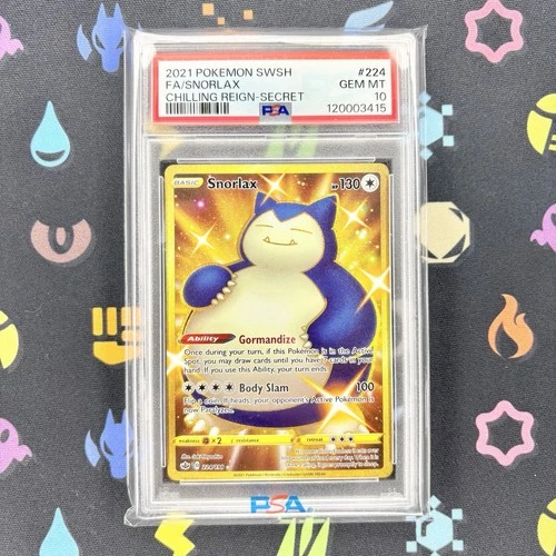 Snorlax (Secret) 224/198 Chilling Reign Gold PSA 10 Gem Mint