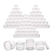 100 Count Clear Plastic Sample Containers 20g Empty Jars Cosmetic Containers ...