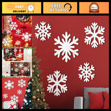 5 Pcs Winter Wooden Snowflakes Wall Decor - Rustic White Snowflake Signs, 3 Size