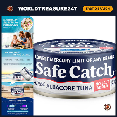 Wild Caught Albacore Tuna, Lowest Mercury, No Salt Added, Gluten-Free, Keto, 5oz