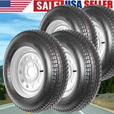 4 Pack St20575d15 Trailer Tires On Rims 20575 15 In. 5 Lug White Spoke Wheel 4 Pack St20575d15 Trailer Tires On Rims 20575 15 In. 5 Lug White Spoke Wheel