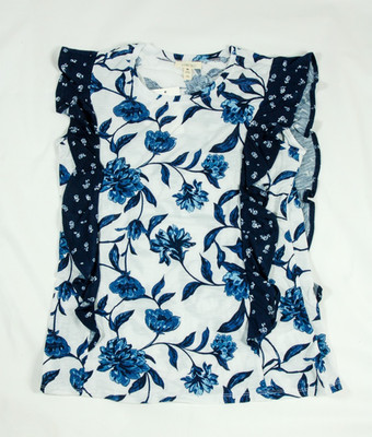Como Blu womens top sleeveless pullover size M blue floral