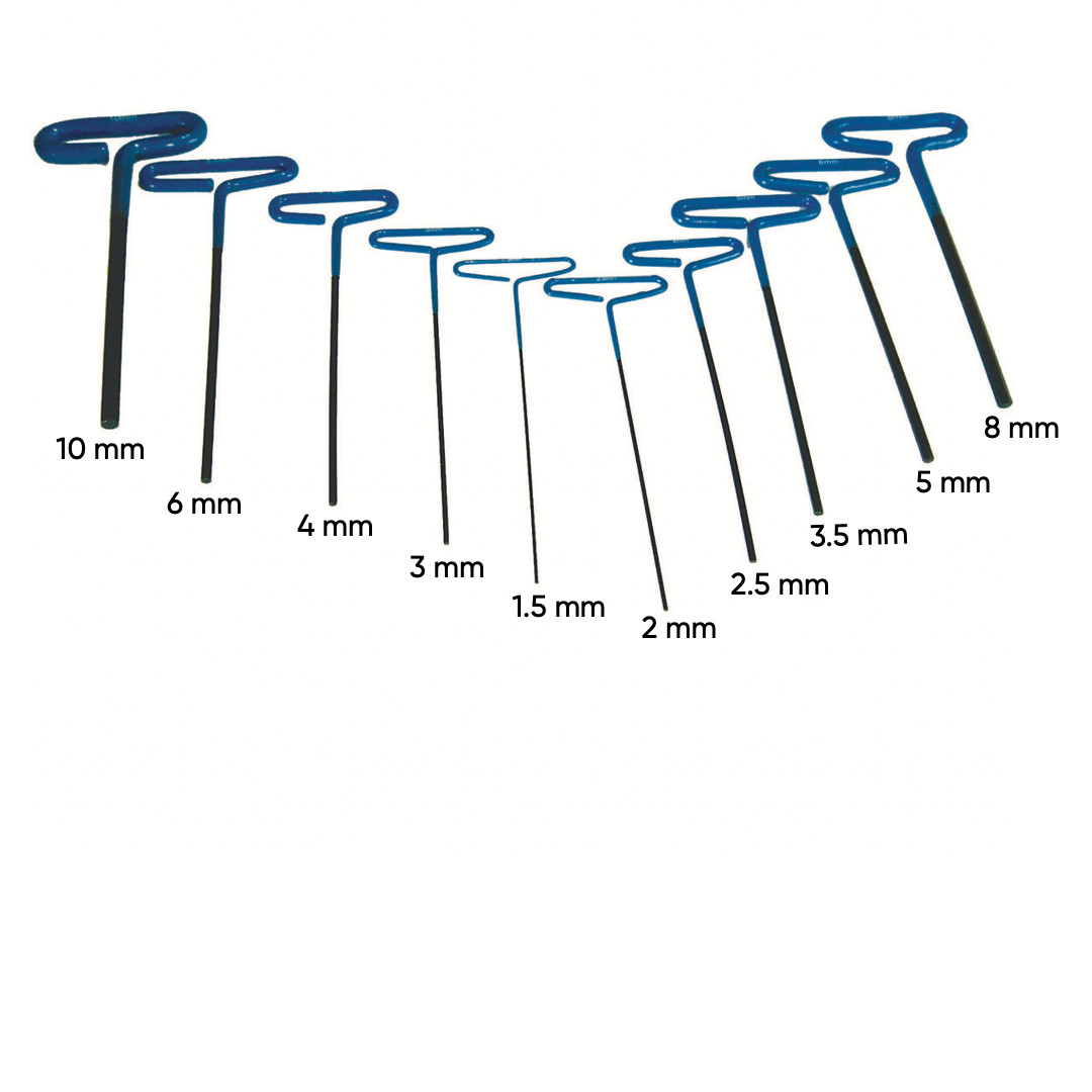 Wrench, Hex Key, Dipped T-Handle, Metric, 10pc Set -1.5mm to 10mm