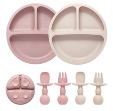 Baby Silicone Feeding Set Suction Plates Spoon Fork