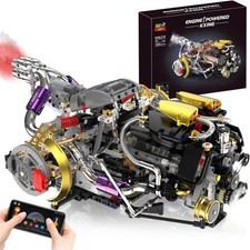 V8 Engine Model Kit That Works, 1394 PCS Advanced Collectible Engine Building Bl