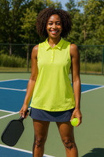 Adidas Ultimate365 Sleeveless Polo Shirt Women's Medium Lucid Lemon