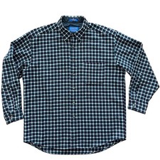 VINTAGE Pendleton Shirt Mens Large Green Plaid Flannel Wool Button up USA Made
