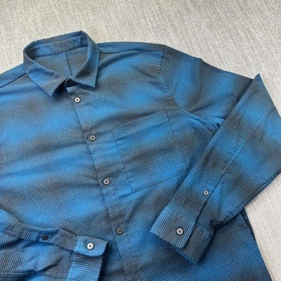 Lululemon Flannel Shirt Mens Large Blue Plaid Masons Peak Button Up Long Sleeve