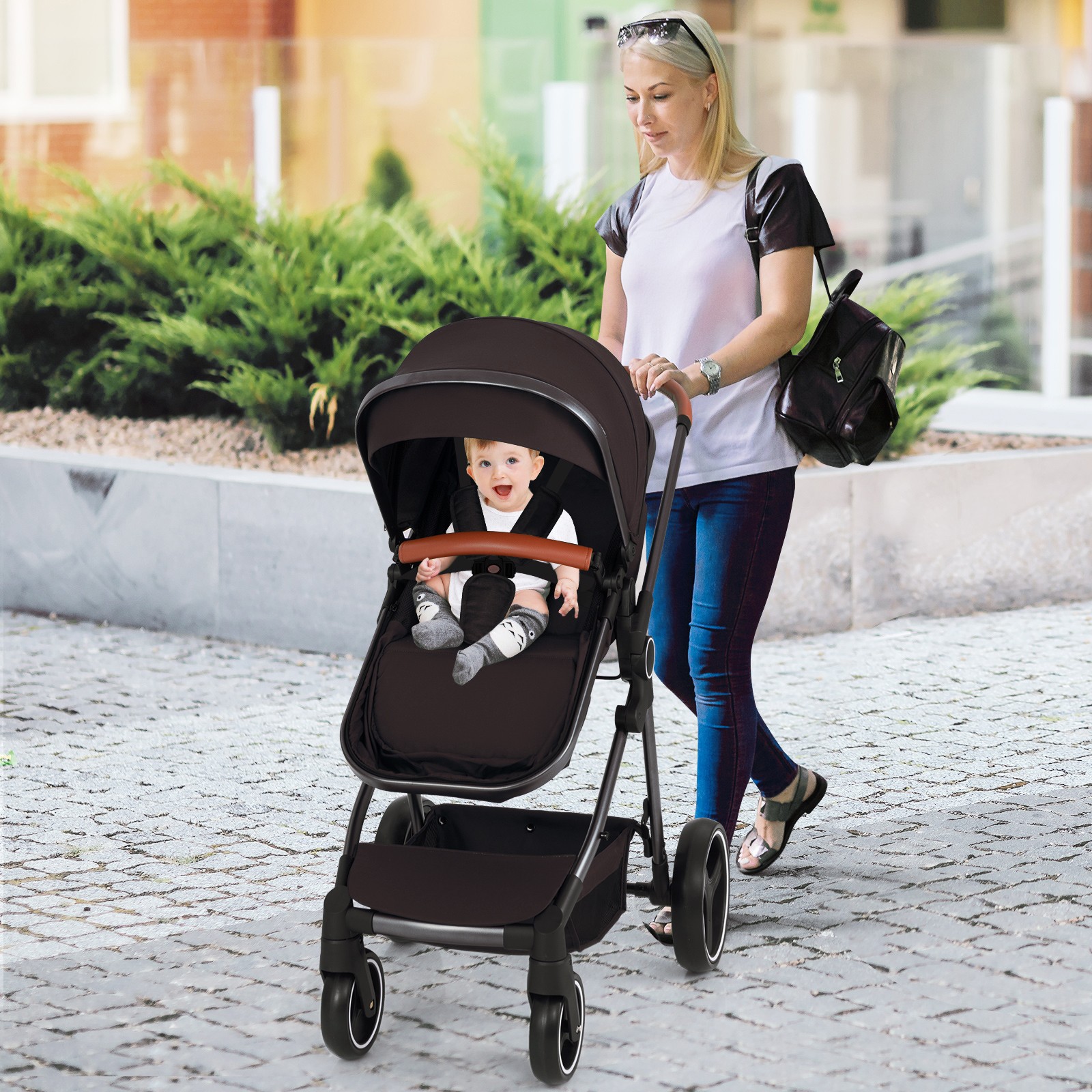 Baby Stroller Foldable Lightweight with Reversible Seat Black
