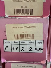 Russian Pointe Shoes Model E, Size 37, Width 2, Vamp 2, Shank MHF