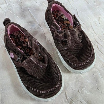 Garanimals Toddler Girls Brown Corduroy Mary Jane Sneakers Floral Size 5 Kids