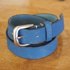 Blue Leather Belt Vintage Processing Genuine Leather Used