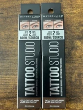 Maybelline Tattoo Studio Eyebrow Gel Makeup 258 Chocolate Brown 2 Pack