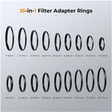 Aluminum Filter Ring Set - 18pcs Step Rings Black