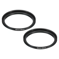 2Pcs Metal Step Up Ring 46mm-49mm Camera Lens Filter Adapter Ring Black
