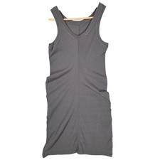 V-Neck Fitted Mini Tank Dress Women L Gray GOOD Neutral Contemporary Layering