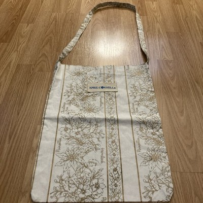 April Cornell White Gold Tote Bag Hemlock Poinsettia Christmas Rose 100%Cotton