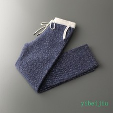 Men's Thick 100 Wool Pants Loose Knit Hanging Casual Wide Leg Trousers Fashion