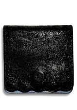 Anthropologie Small Leather Wallet Metallic Black Blue Great Gift NWT