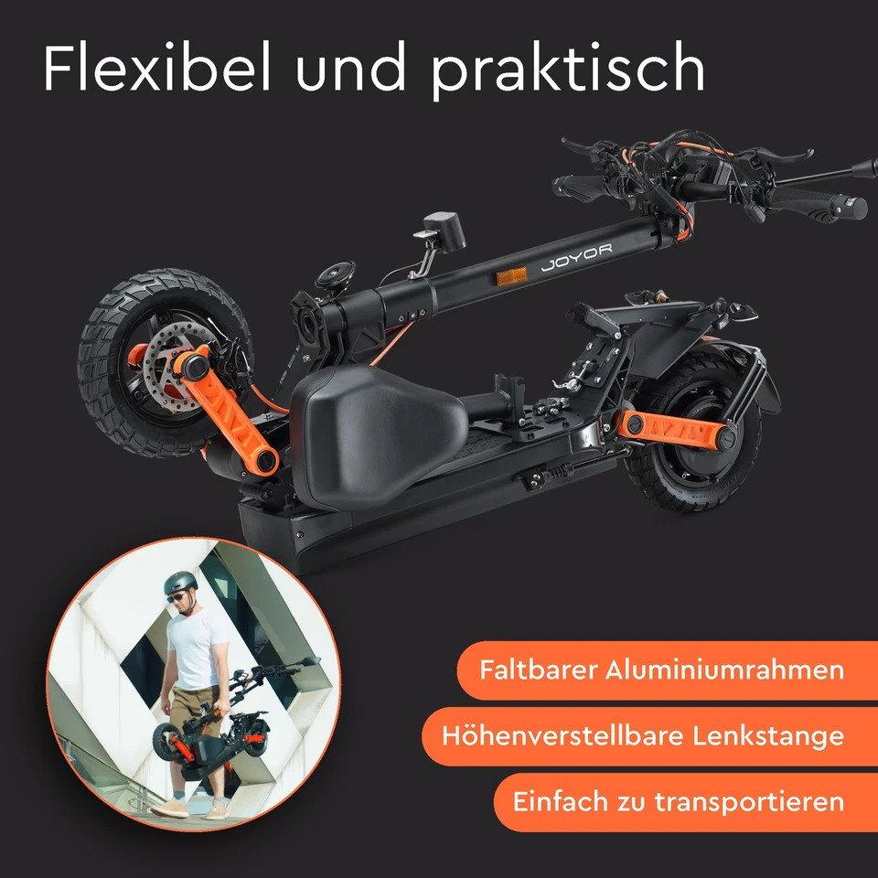 E-Scooter mit Sitz Joyor S8E 45 kmh offroad Elektroroller Mofa Straßenzulassung  - Bild 3 von 4