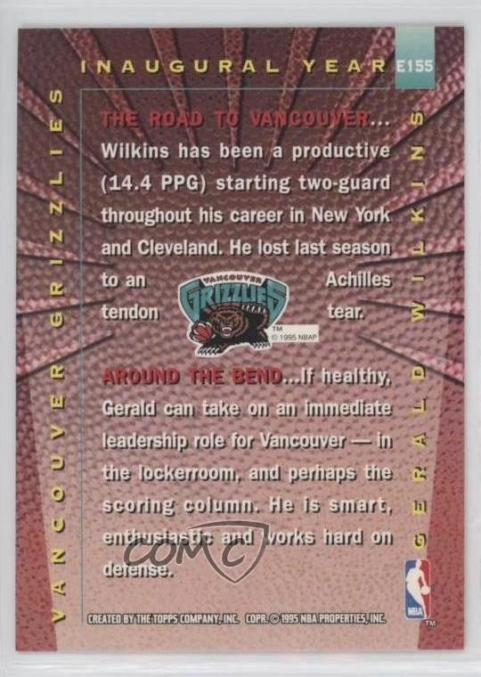 1995-96 Topps Stadium Club Series One Expansion Gerald Wilkins (Red Foil) #E155 - Image 2 of 2