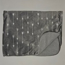 Cloud Island Gray White Arrows Baby Blanket Fleece Sherpa 29x37