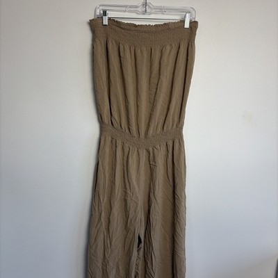 Sunny Leigh Petites Brown Strapless Romper Jumpsuit Tube Top Sz PXL Boho Prairie