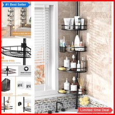 4 Tier Tension Pole Shower Caddy 31 to 124 Inch Stainless Steel Matte Black No