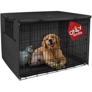 Respirant & Couverture de caisse pour chiens à l'épreuve du vent - Convient 36” Cages, Design noir durable