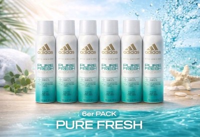 6x Adidas Pure Fresh Deo 24h Compressed Deodorant Eukalyptus 0% Alkohol NEU