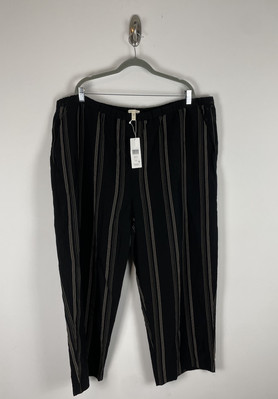 Nwt Eileen Fisher Striped Ankle Pants Size 3x Black Beige Pull on Elastic Waist