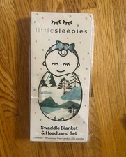 Little Sleepies NIB MOUNTAIN MIST Swaddle Blanket Luxe Bow New With Tags