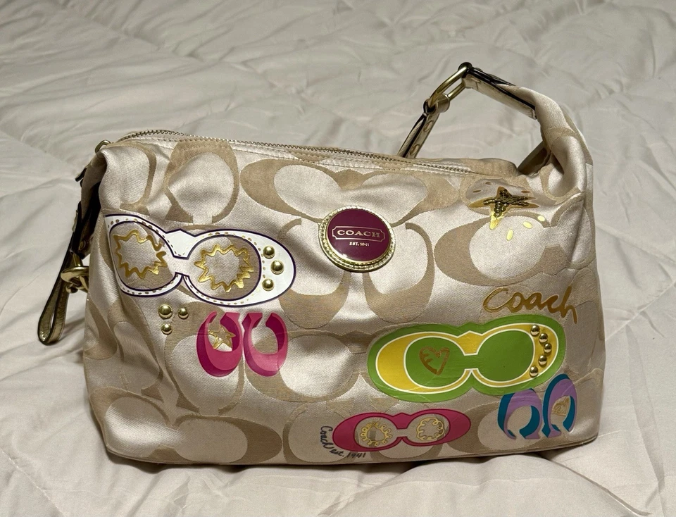 Bolso Hobo Coach F17586 Dorado y Multicolor Cartera de Hombro Firma C Foto 2 de 4