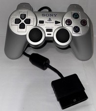OEM Sony PS2 Silver DualShock 2 Controller Very Clean Tested Works Read Look