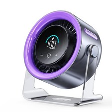 Coolhill USB Desk Fan for Bedroom: 100 Speeds Digital Small, Black Purple